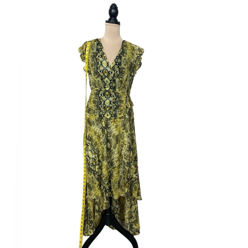 Bar III Ruched Python Print High-Low Faux Wrap Maxi Dress - Picture 8 of 13
